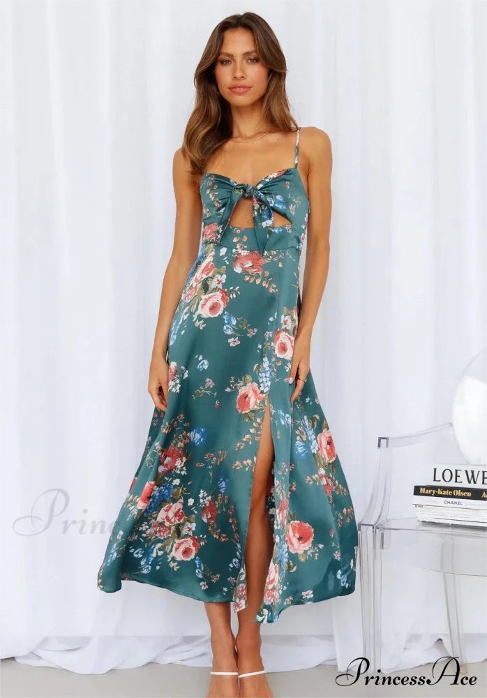 Floral Passion Stylish Ruffled Midi Dress Dressy Dresses