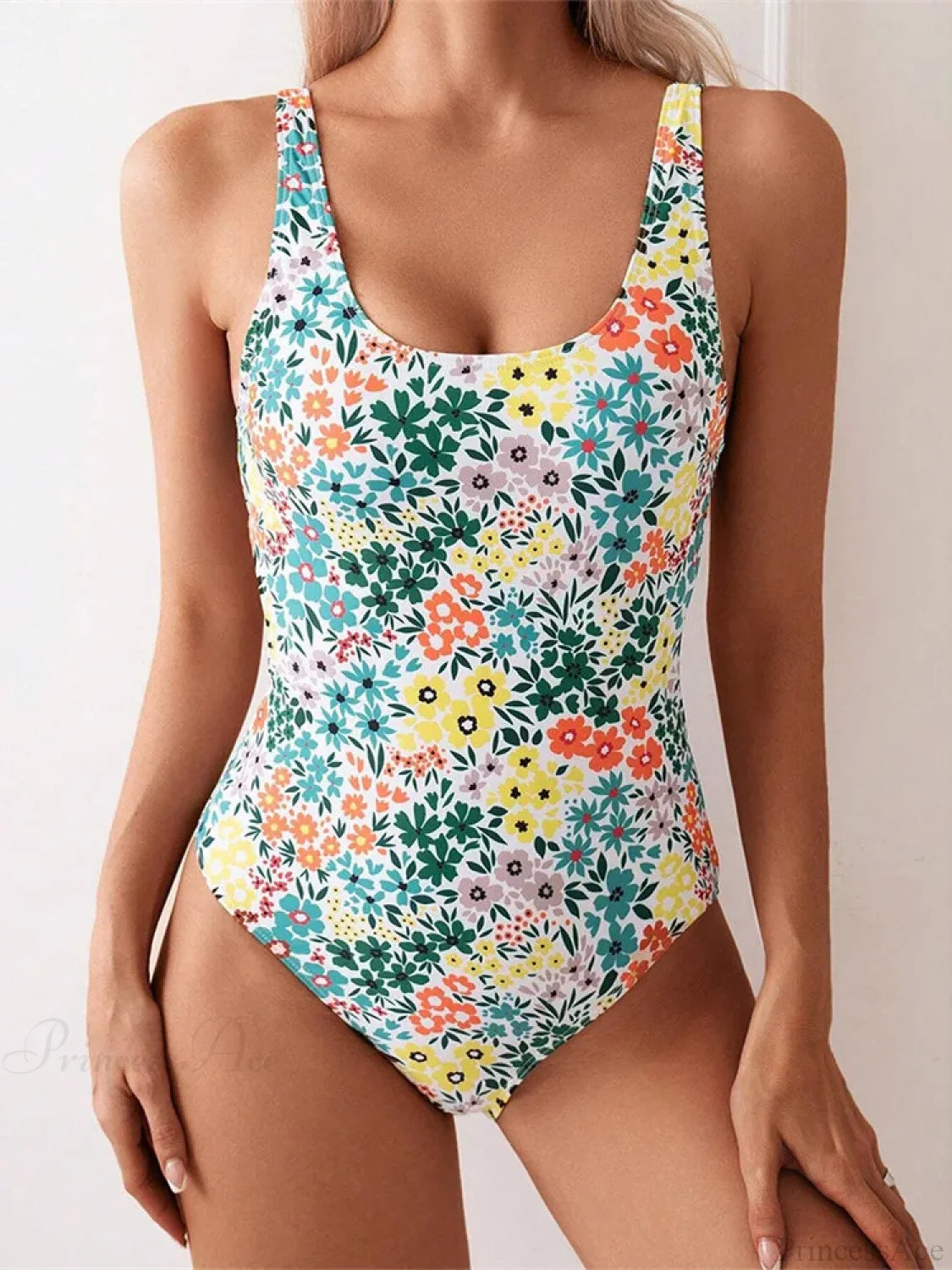 Floral Print Bodysuit One Piece Set Green / S