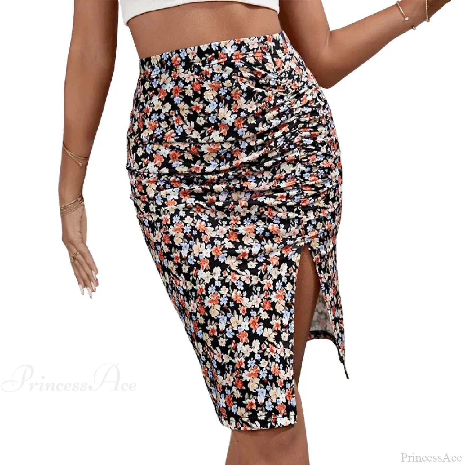 Floral Print High Waist Slim Fit Elegant Summer Skirt skirt-250126