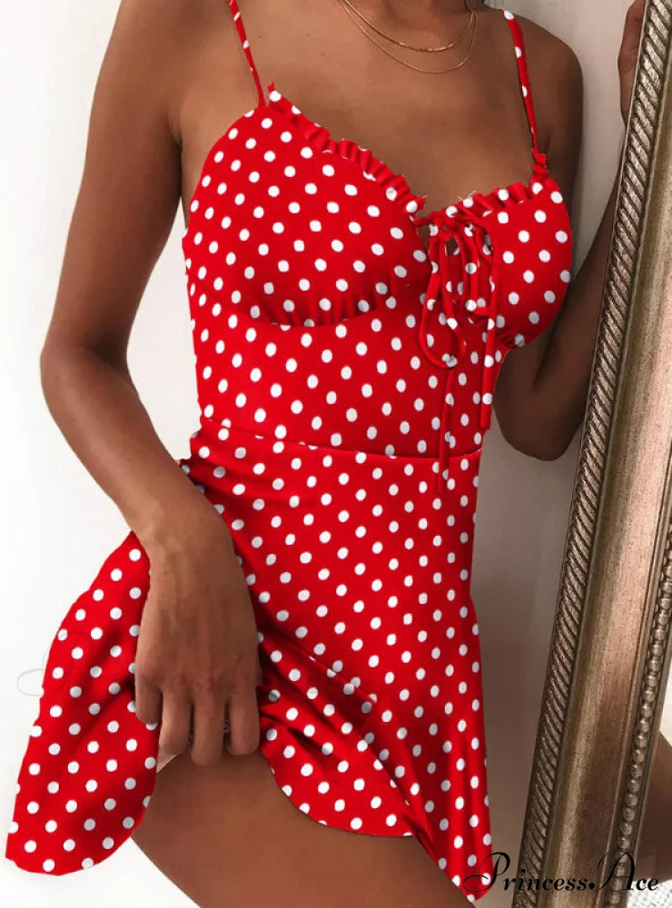Floral Print Tie Front Mini Dress For Women M / White Dresses
