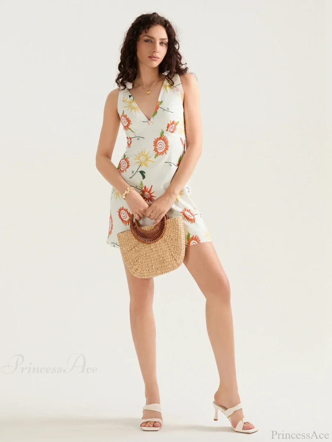 Floral Print Tied Shoulder Backless Sleeveless Mini Vacation Floral Dress floraldress-250126