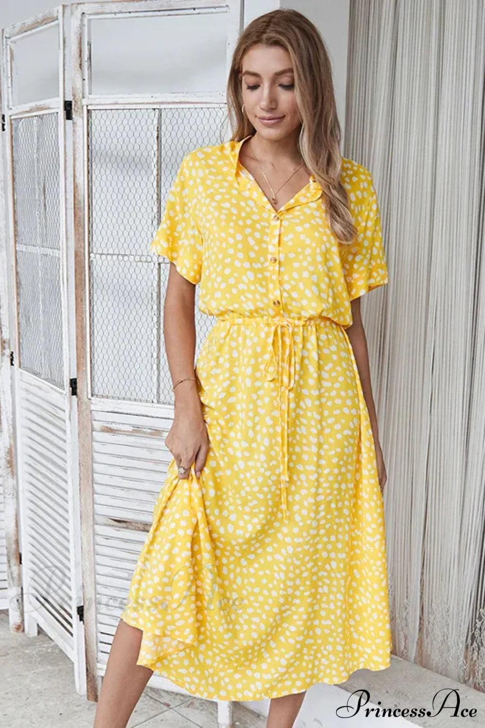 Floral Print Vintage Short Sleeve Boho Dress