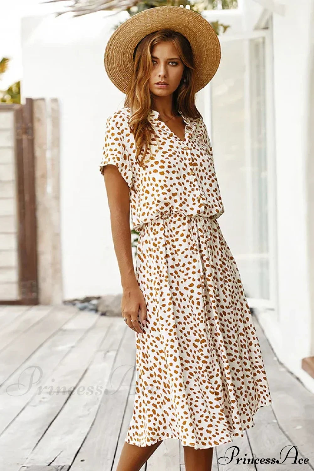 Floral Print Vintage Short Sleeve Boho Dress