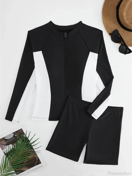 Floral Rashguard Surf Suit Two Piece Set whitt / S