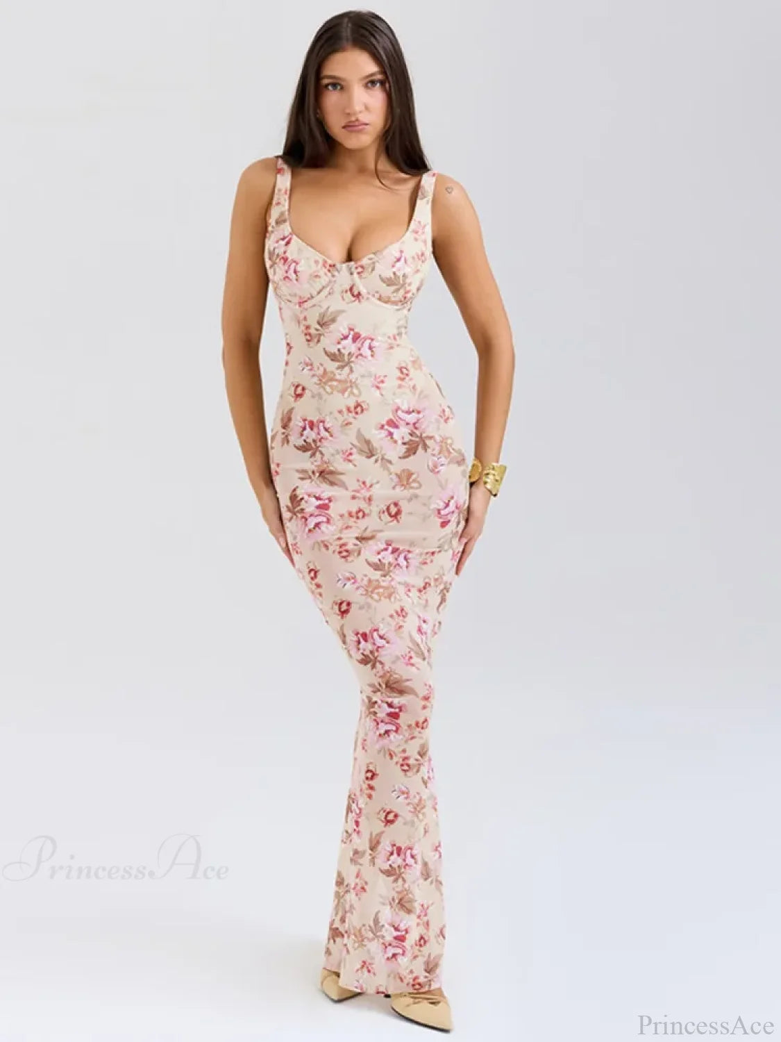 Floral Slim Bodycon Maxi Vacation Dress vacationdress-250223