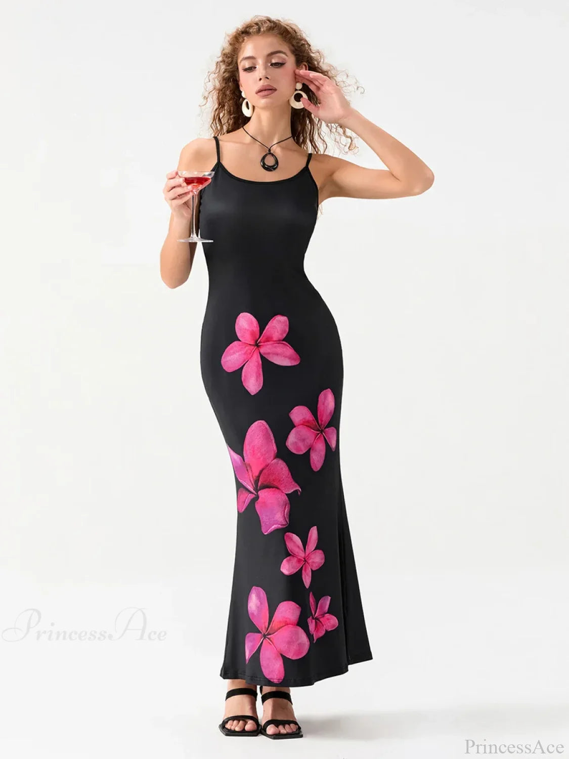 Floral Spaghetti Straps Sleeveless Slip Floral Dress floraldress-250126