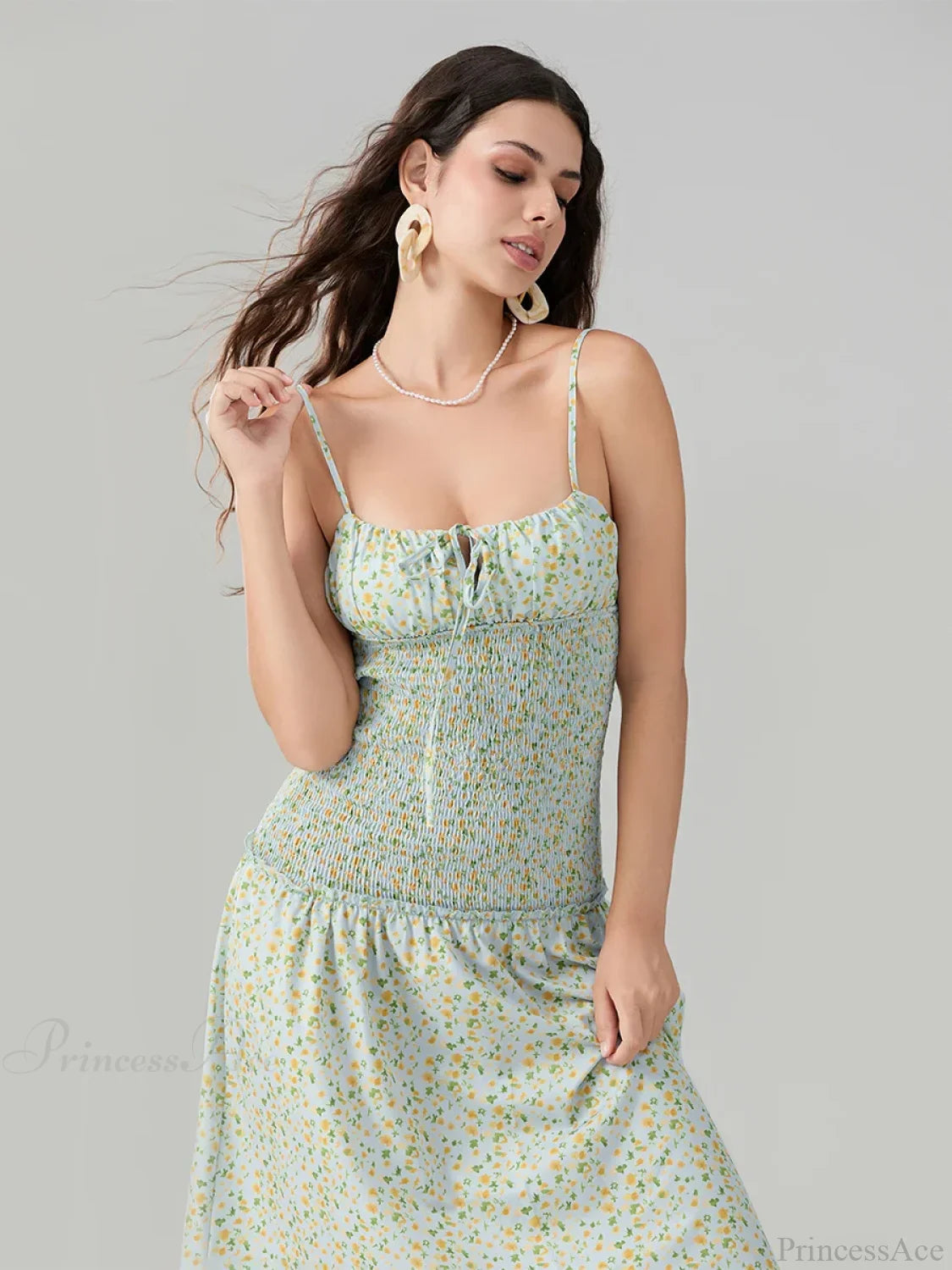 Floral Strawberry Camis Backless Tied Front Floral Dress floraldress-250126