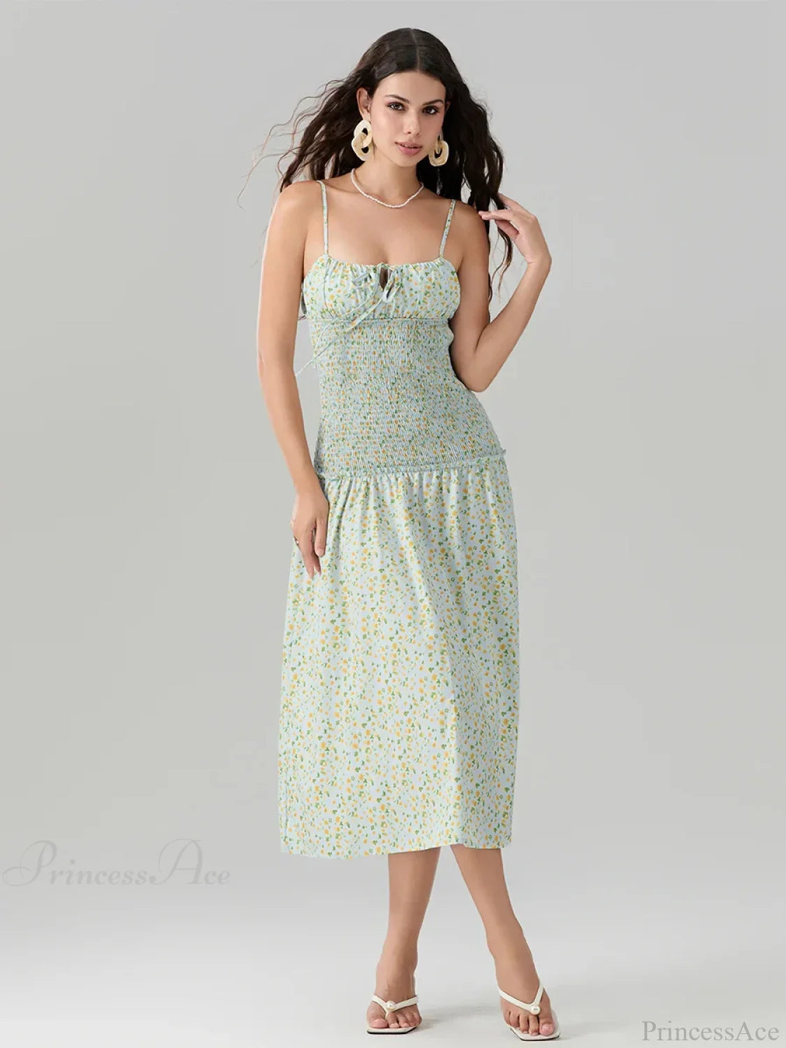 Floral Strawberry Camis Backless Tied Front Floral Dress floraldress-250126