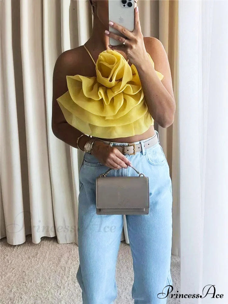 Floral Tie Strap Sheer Lace Mesh Sophisticated Scalloped Crop Tube Top - Lilac Shirts & Tops