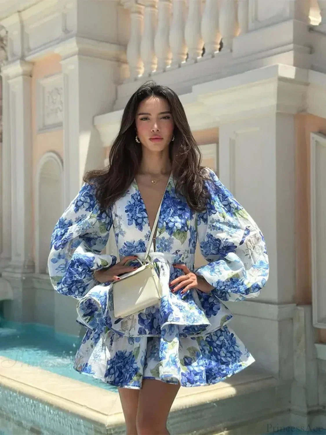 Floral V-Neck Ruffle Mini Floral Dress floraldress-250126