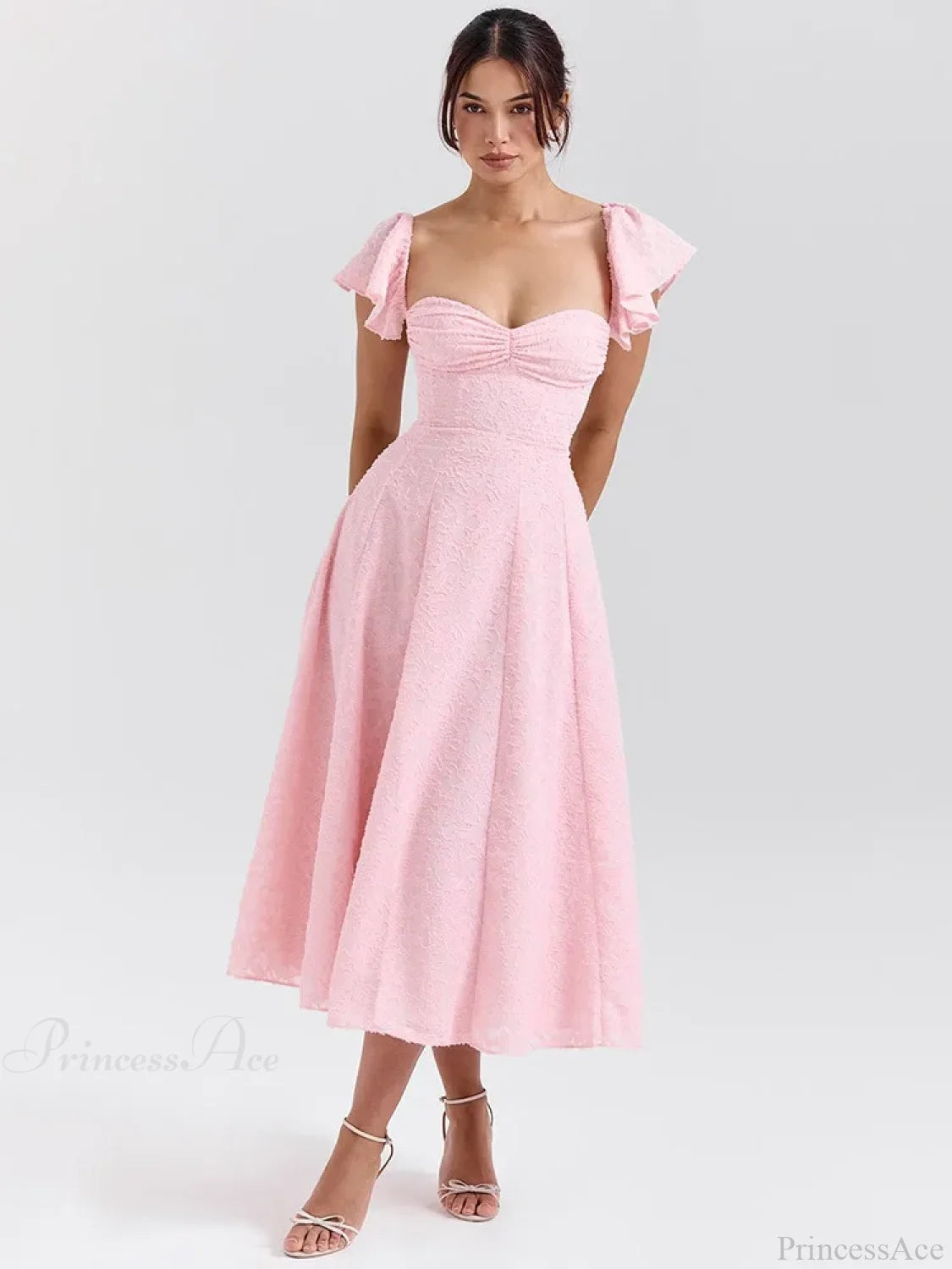 Floral Waist Wrap A-line Vacation Dress vacationdress-250223