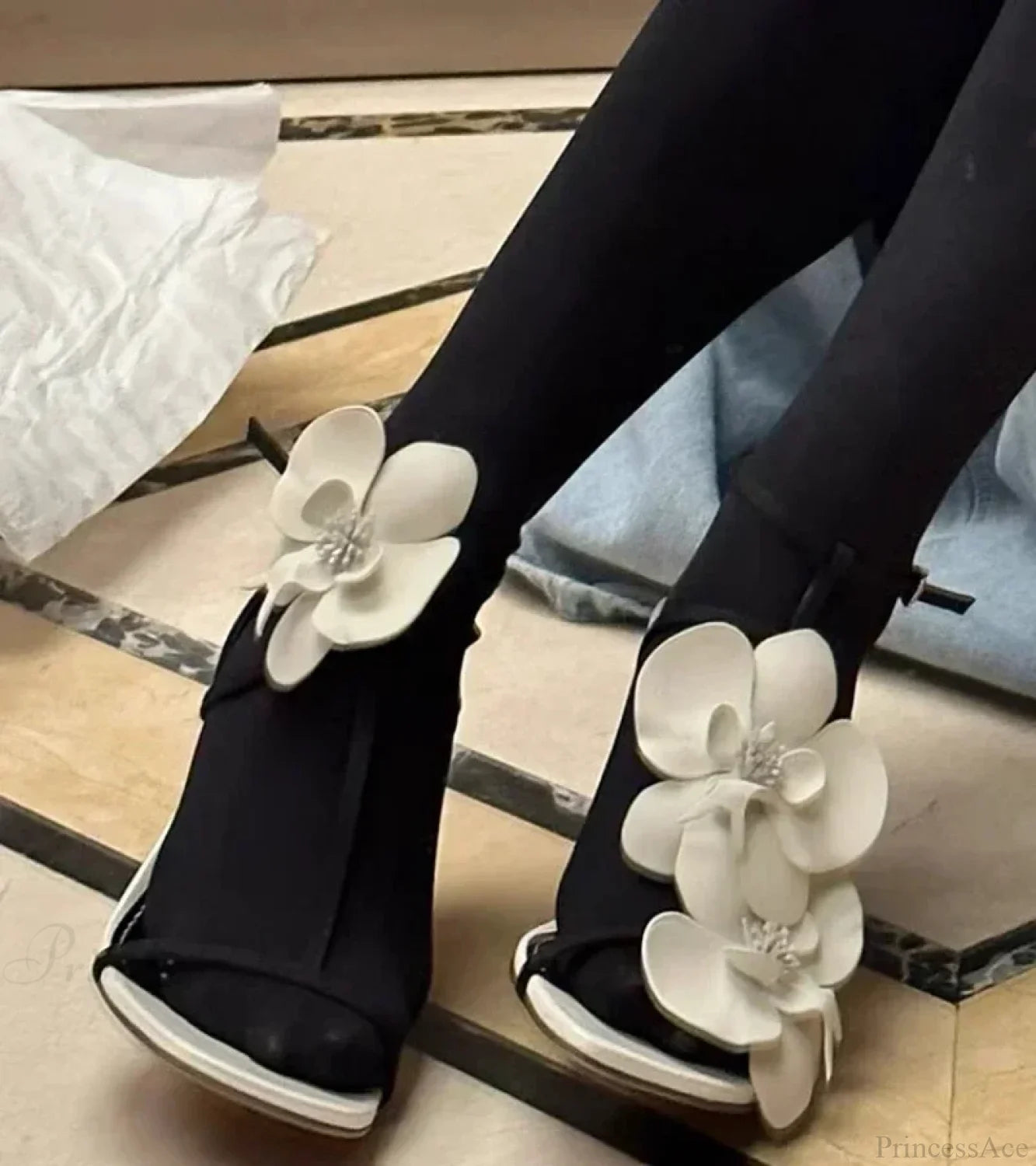 Flower Designer Slingback Summer Elegant Party Wedding Floral Stiletto High Heel