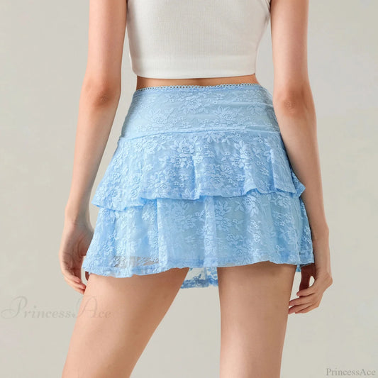 Flower Lace Layered Ruffle Skirt skirts-250223
