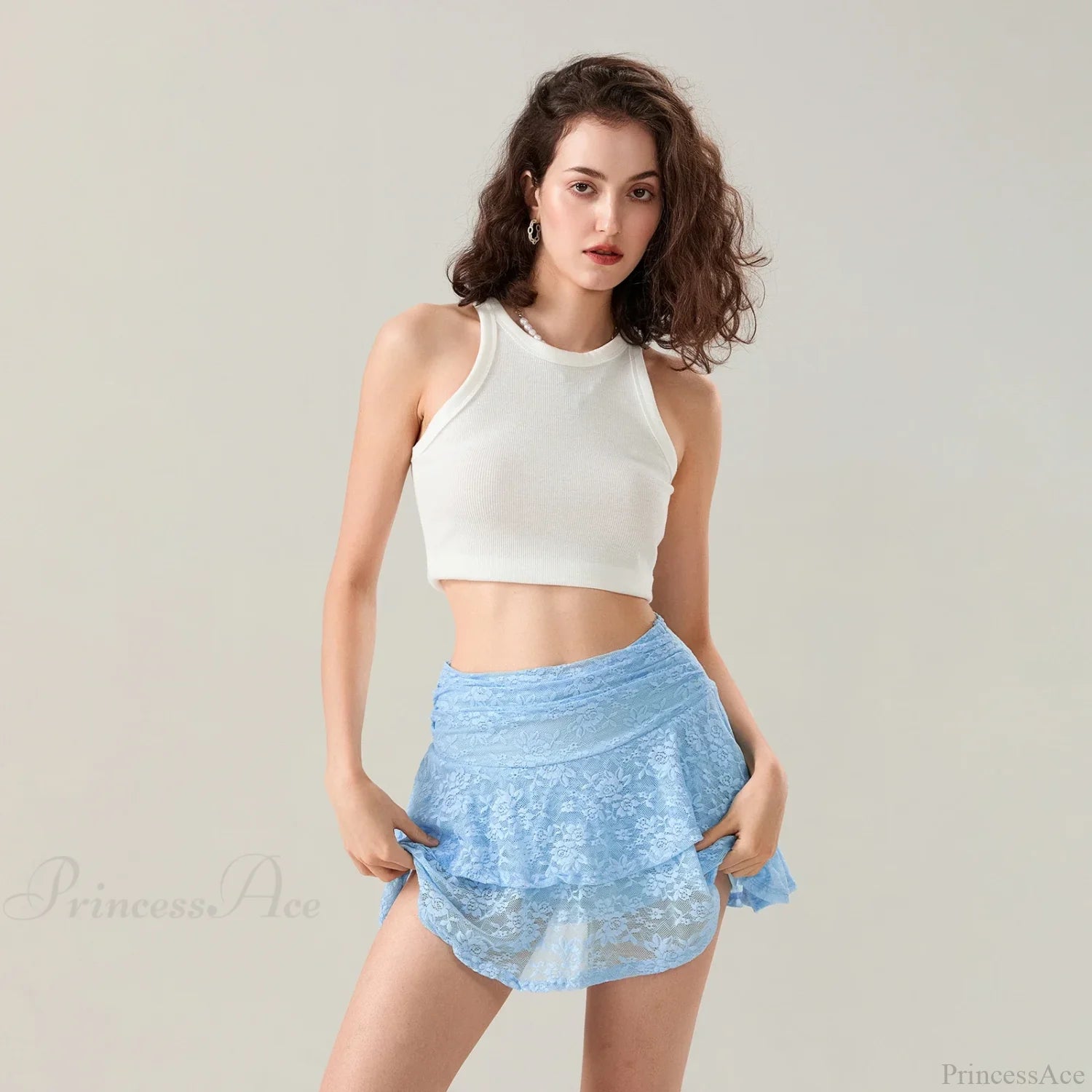 Flower Lace Layered Ruffle Skirt skirts-250223