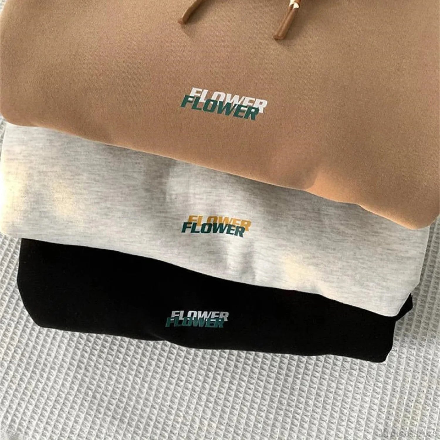 FLOWER Letter Print Y2K Fleece Hoodie