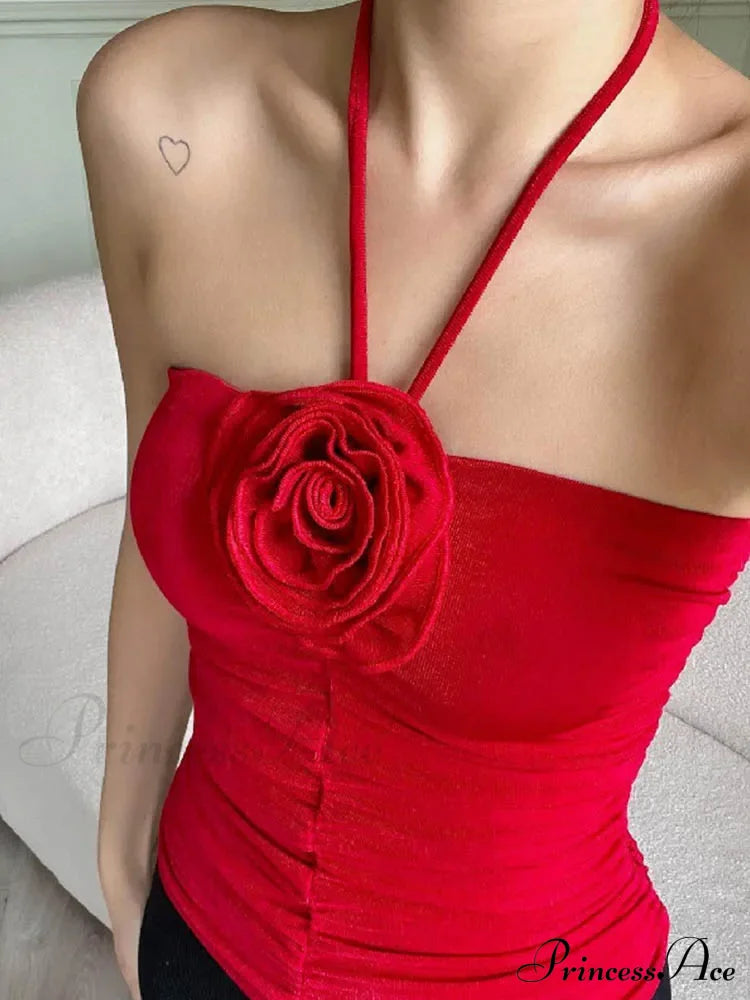 Flower Patchwork Halter Tubes Off Shoulder Backless Tank 2024 Sexy Women Ruched Black Mini Vests Top