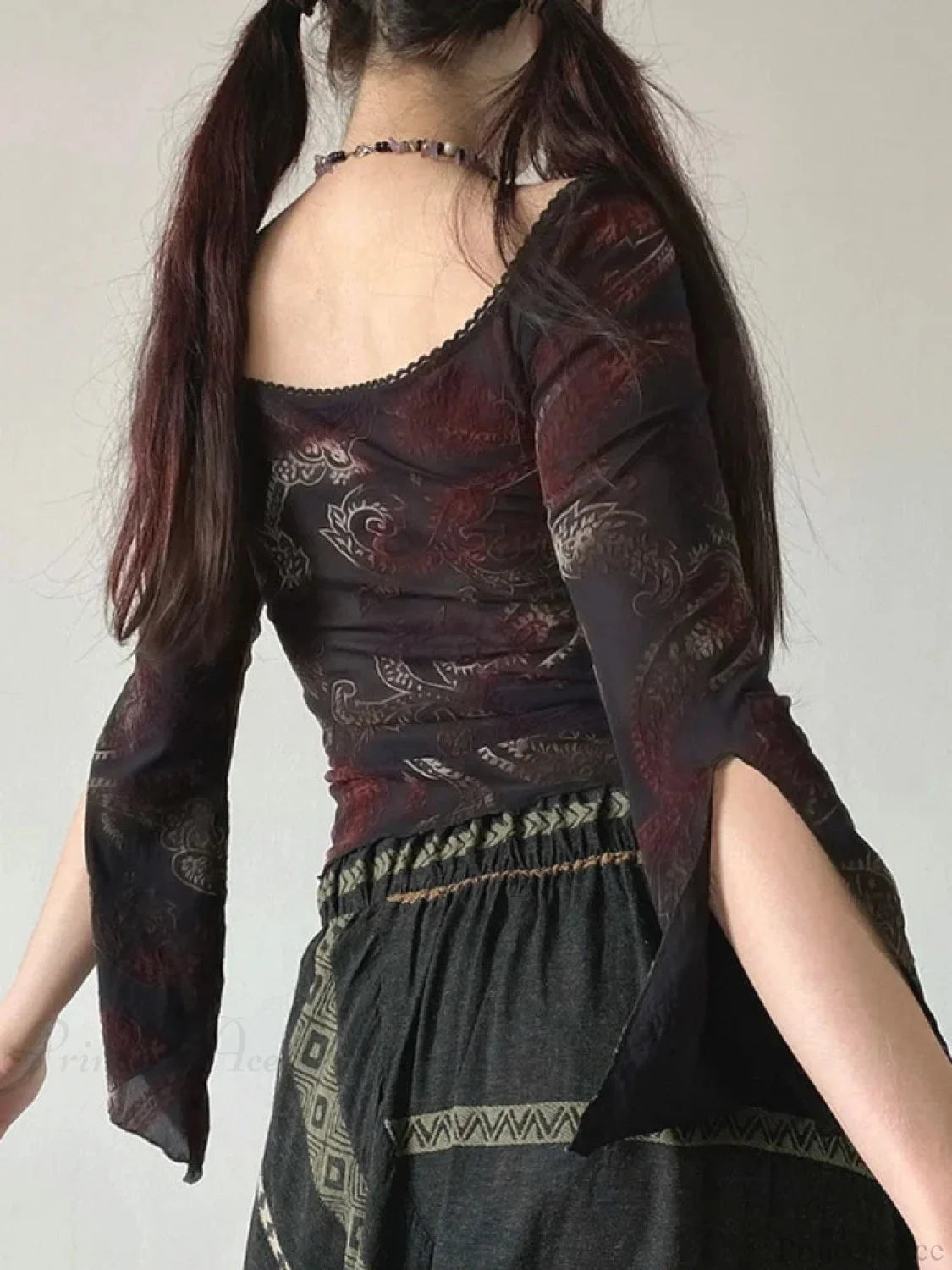 Flower Square Collar Knitted Top