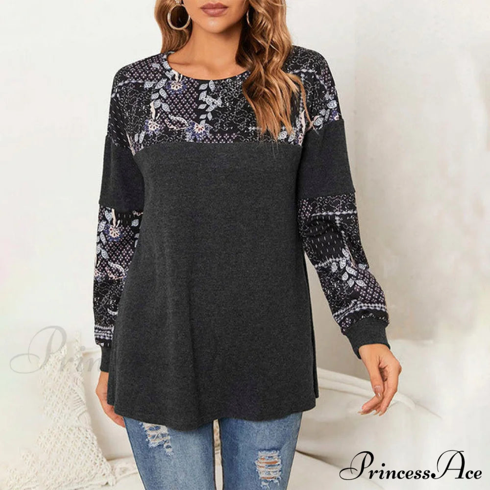 Flowered Patchwork T-Shirt Blouses