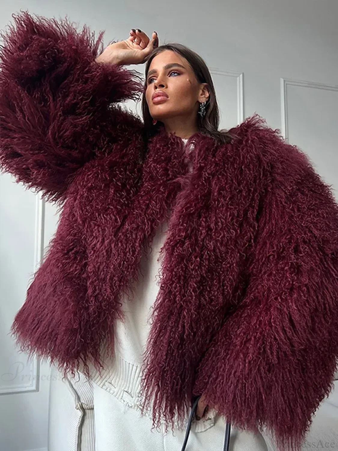 Fluffy Tassel Oversize Long Sleeve Coat