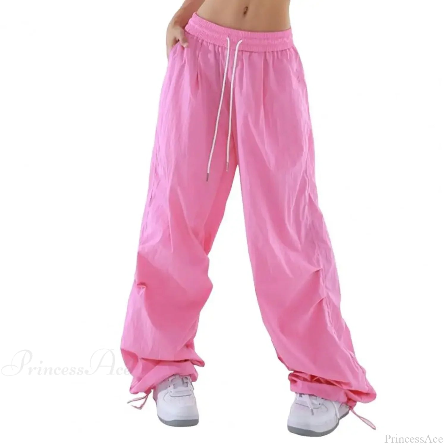 Fluorescent Drawstring Wide Leg Cargo Pant Pink / M pant-250223