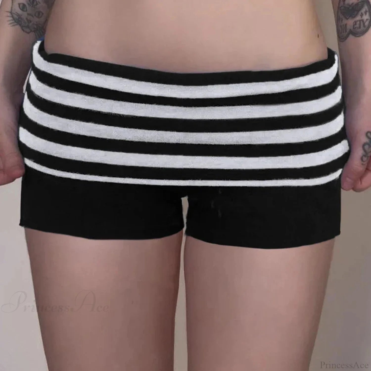Fold Over Banded Knit Short Black / S