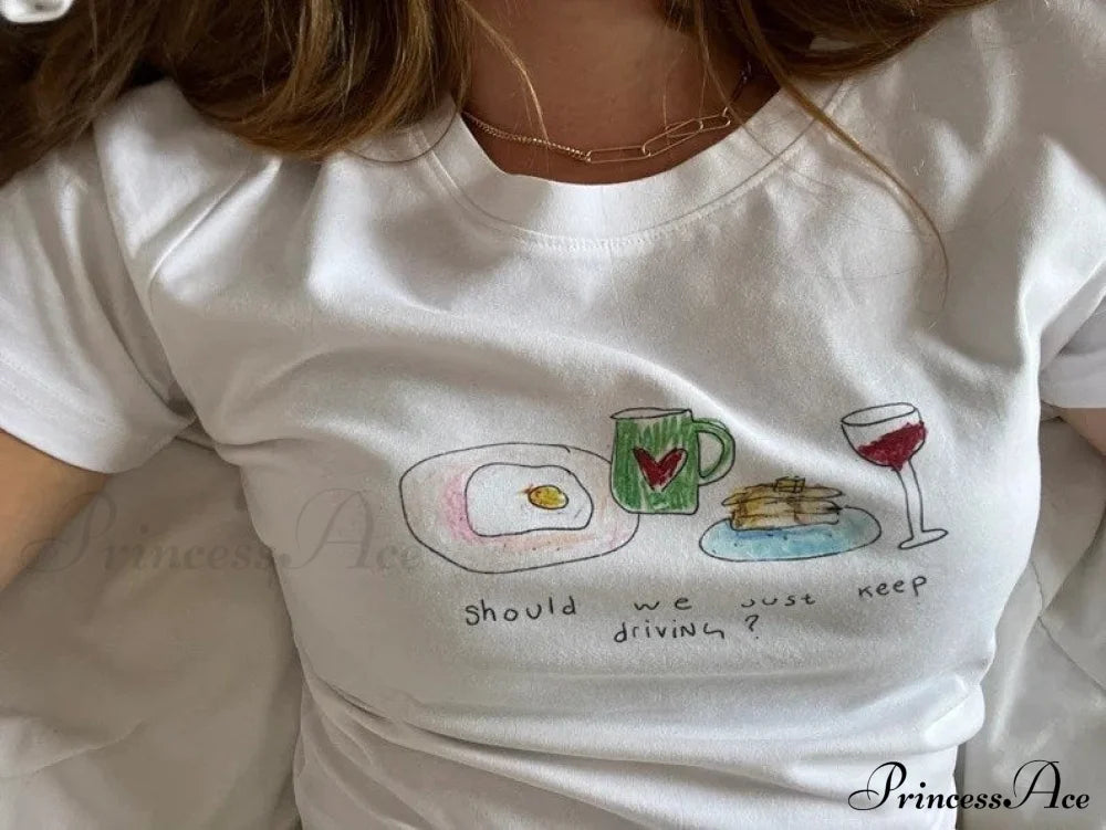 Food Graphic Stylish Sketch White Tee