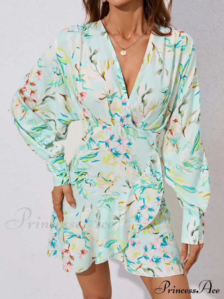 For Gown V-Neck And Flare Fit Wrap Flowered Women Coats-L