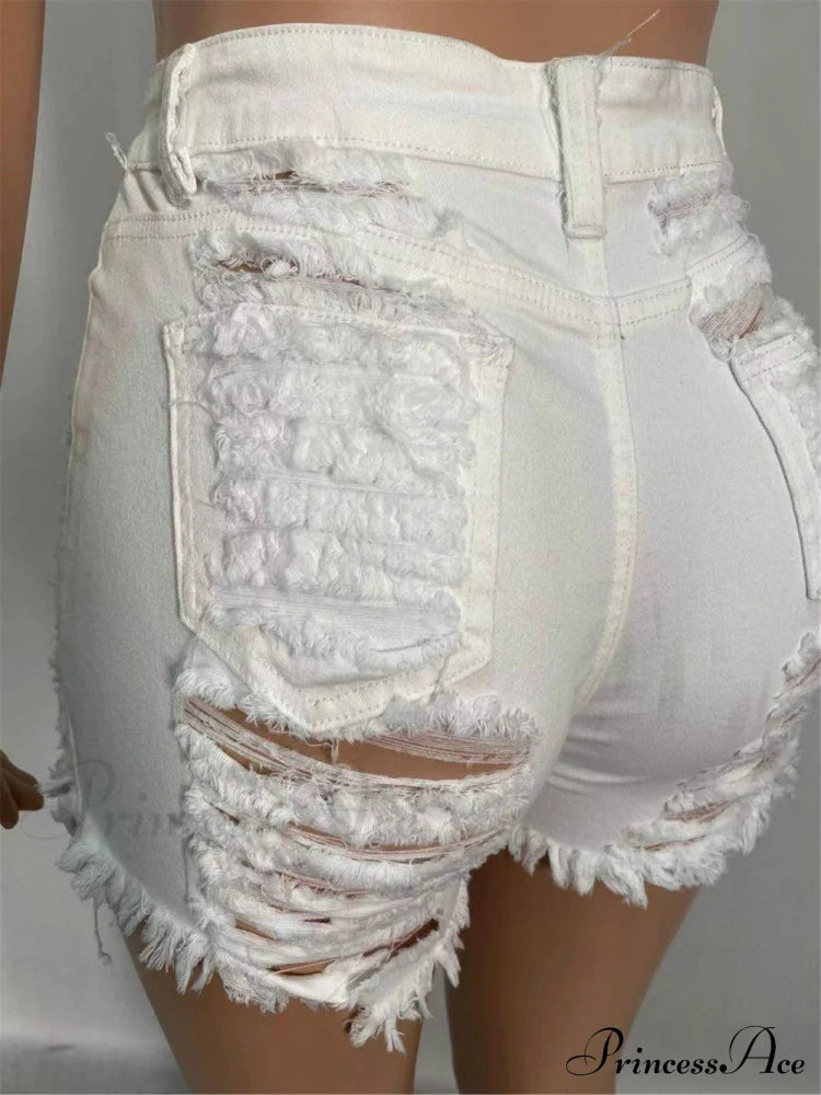 For Warm-Season Waist High Denim Hole Pants Out Ripped Hollow Shorts Women