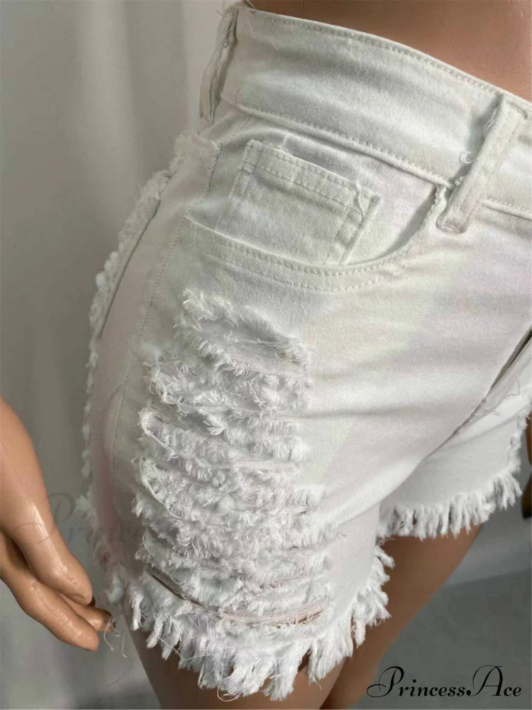 For Warm-Season Waist High Denim Hole Pants Out Ripped Hollow Shorts Women