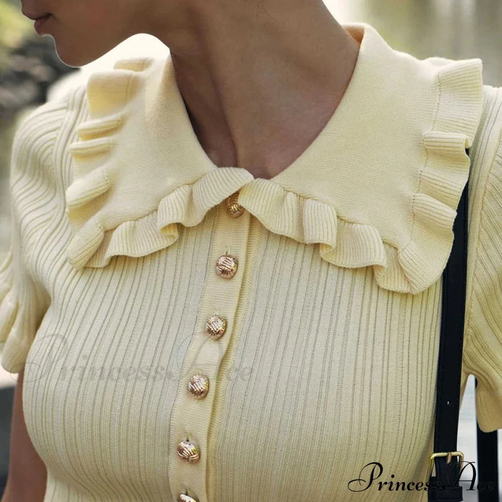 Frill Collar Short Charming Sleeve Mini Dress Women’s