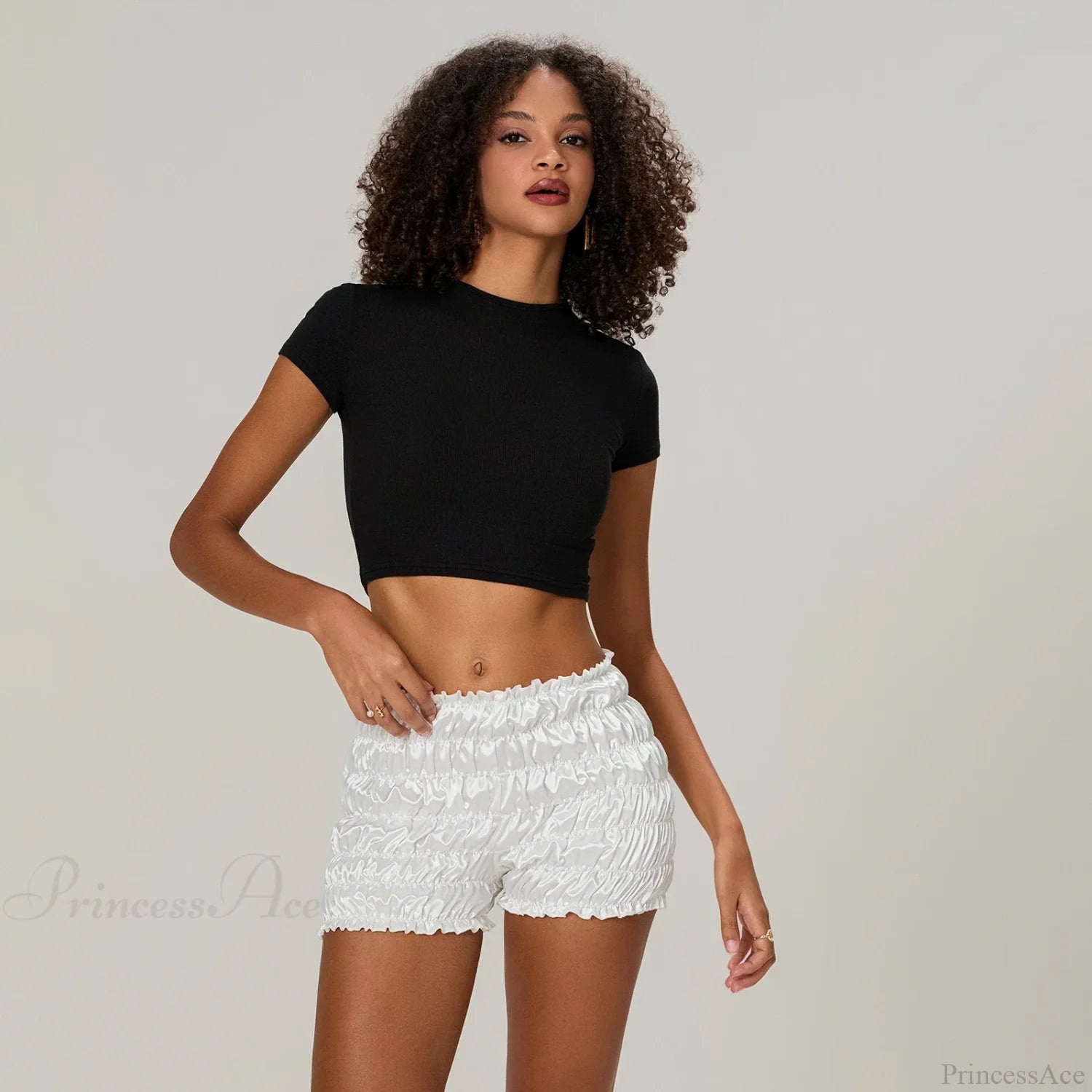 Frill Tiered Ruched Bloomer Short short-250223