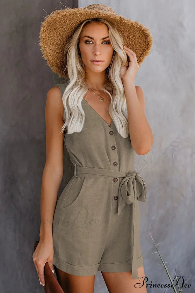 Front Tie Knot Solid Romper | Dress In Beauty