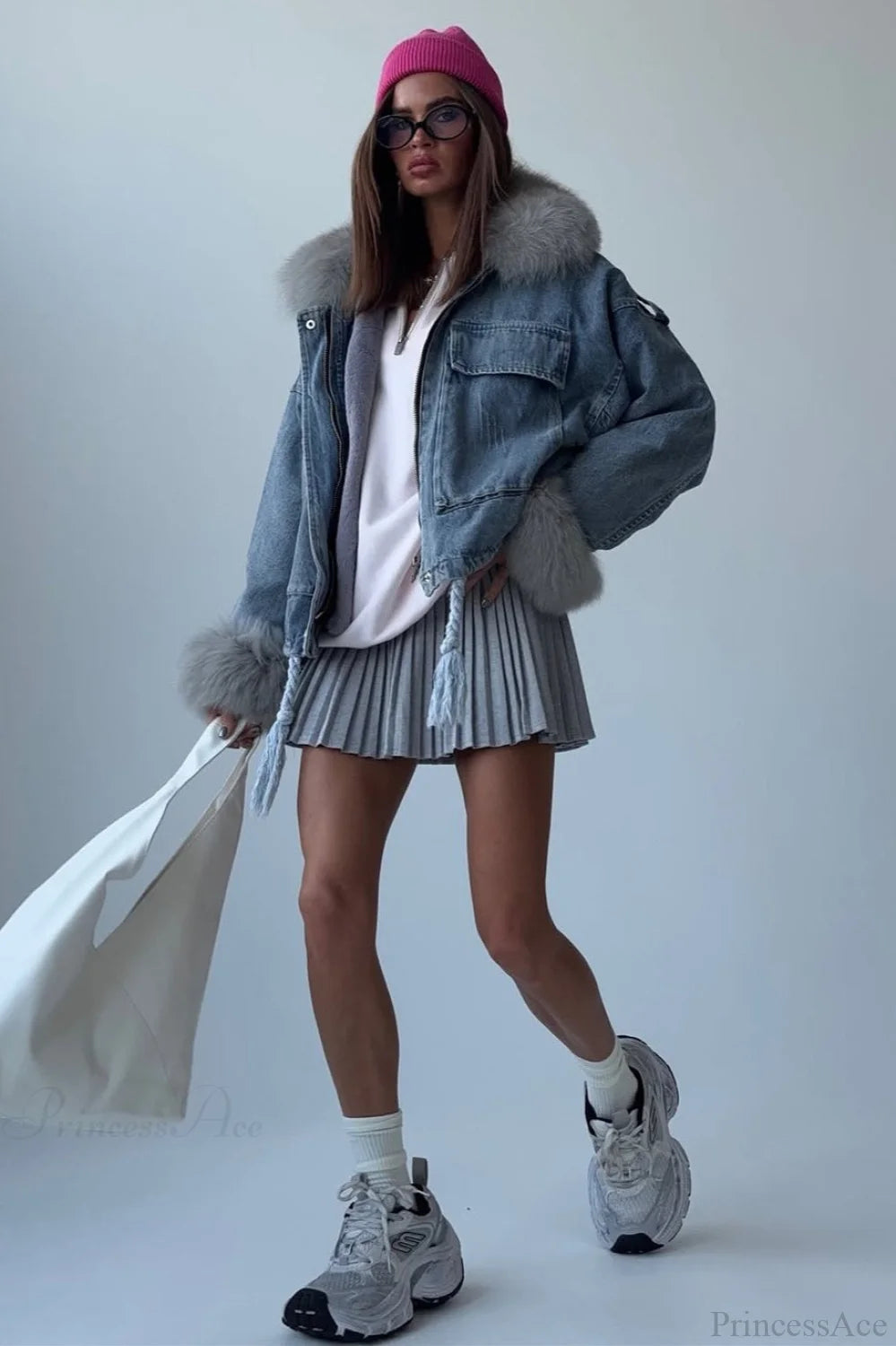 Fuzzy Denim Loose Street Large Pocket Jacket