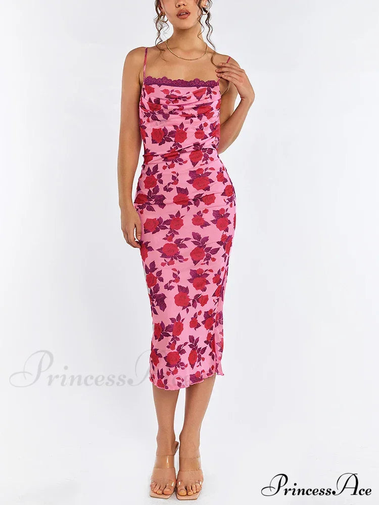 Gabi Elegant Midi Dress Print / M