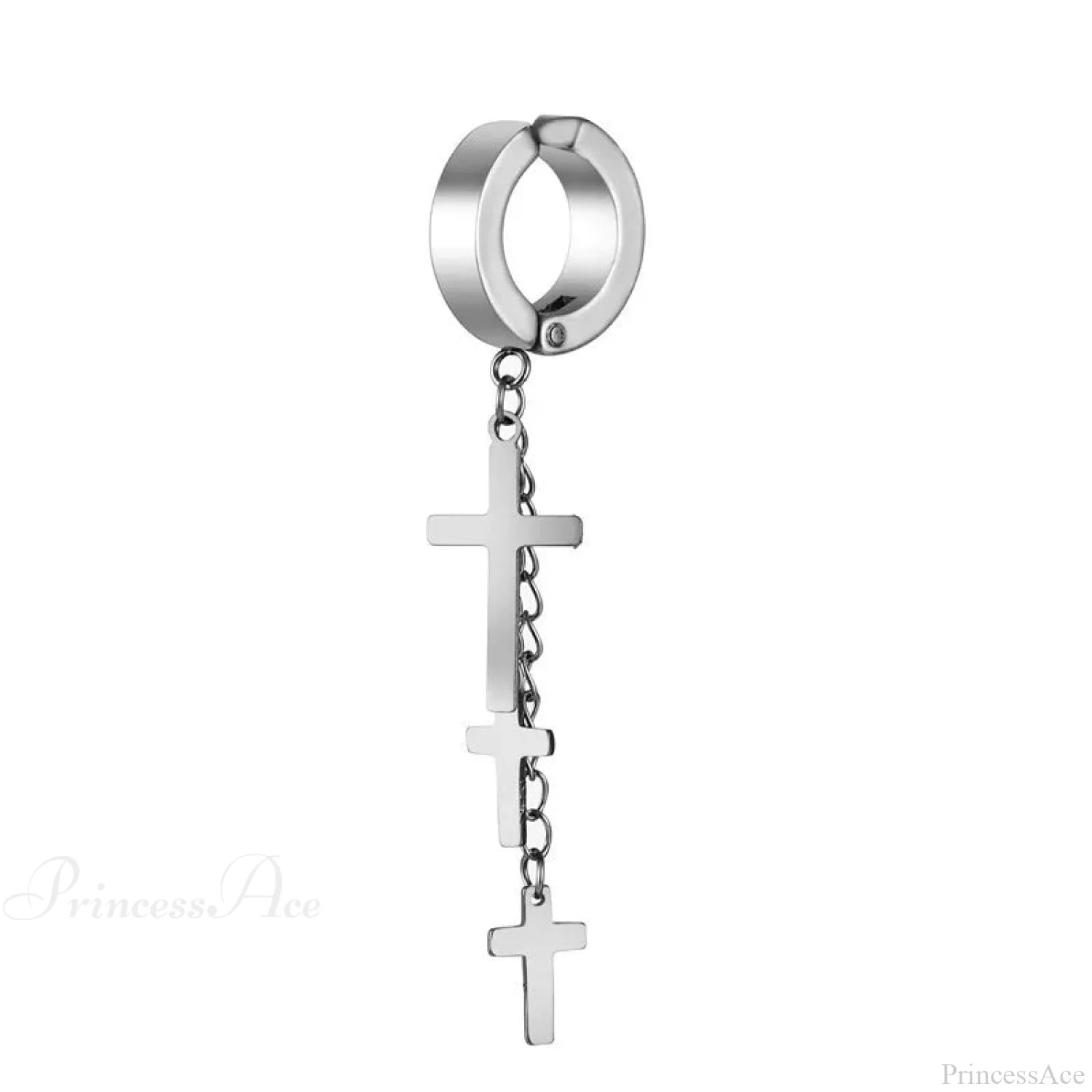 Genderless Punk Cross Fringe Chain Clip Earring color3