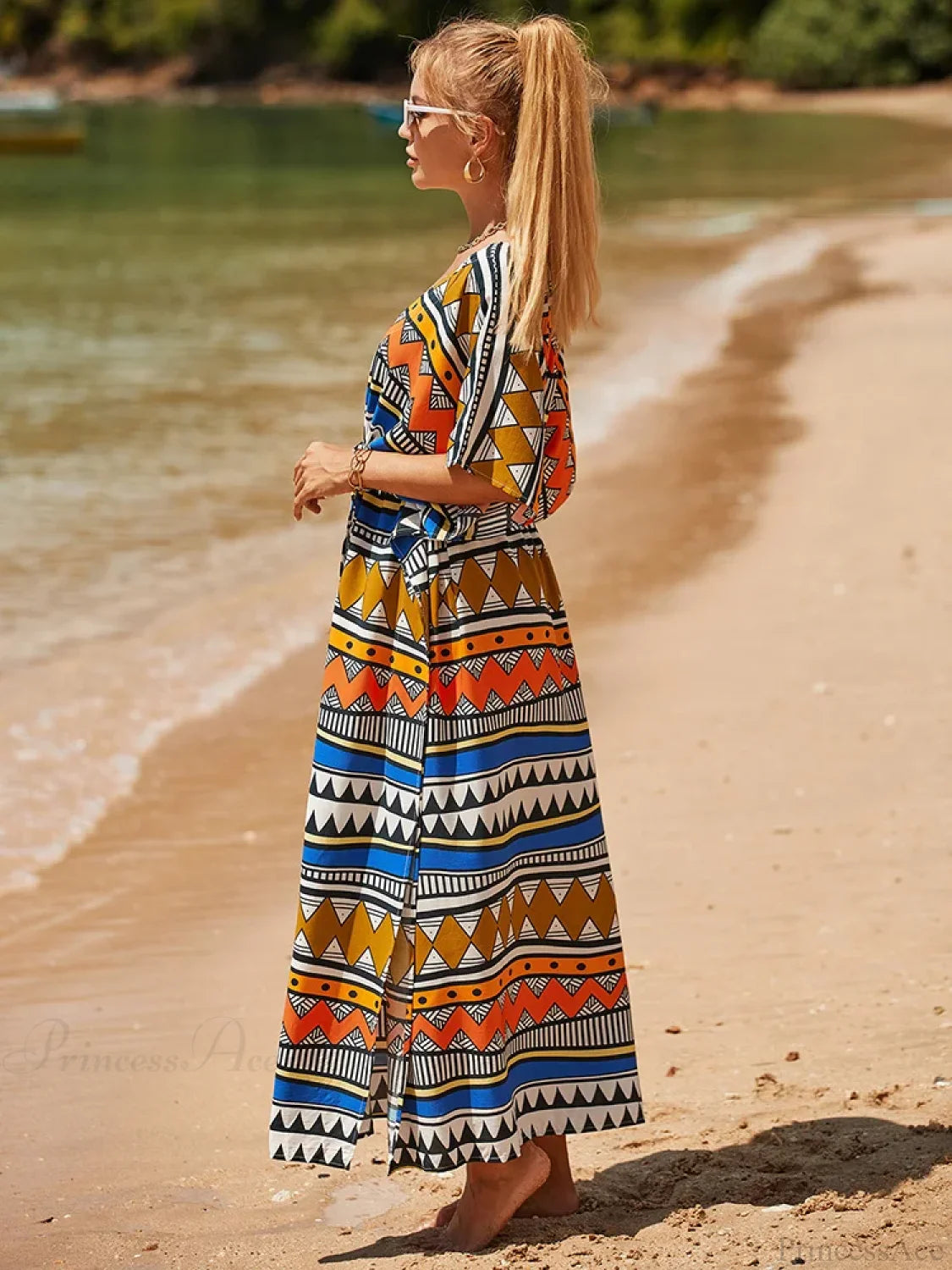 Geometry Lace Up Bikini Cover Up