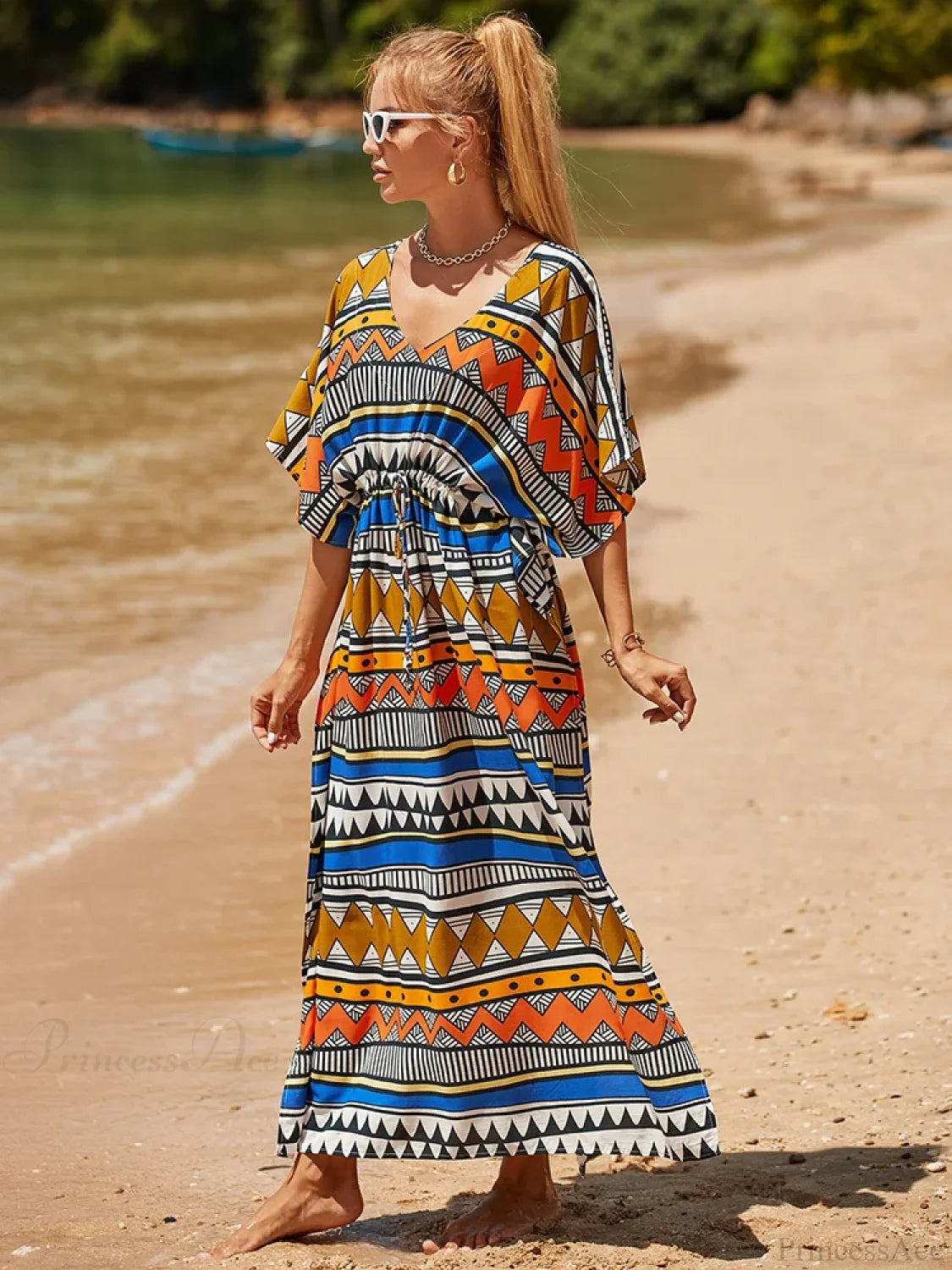 Geometry Lace Up Bikini Cover Up