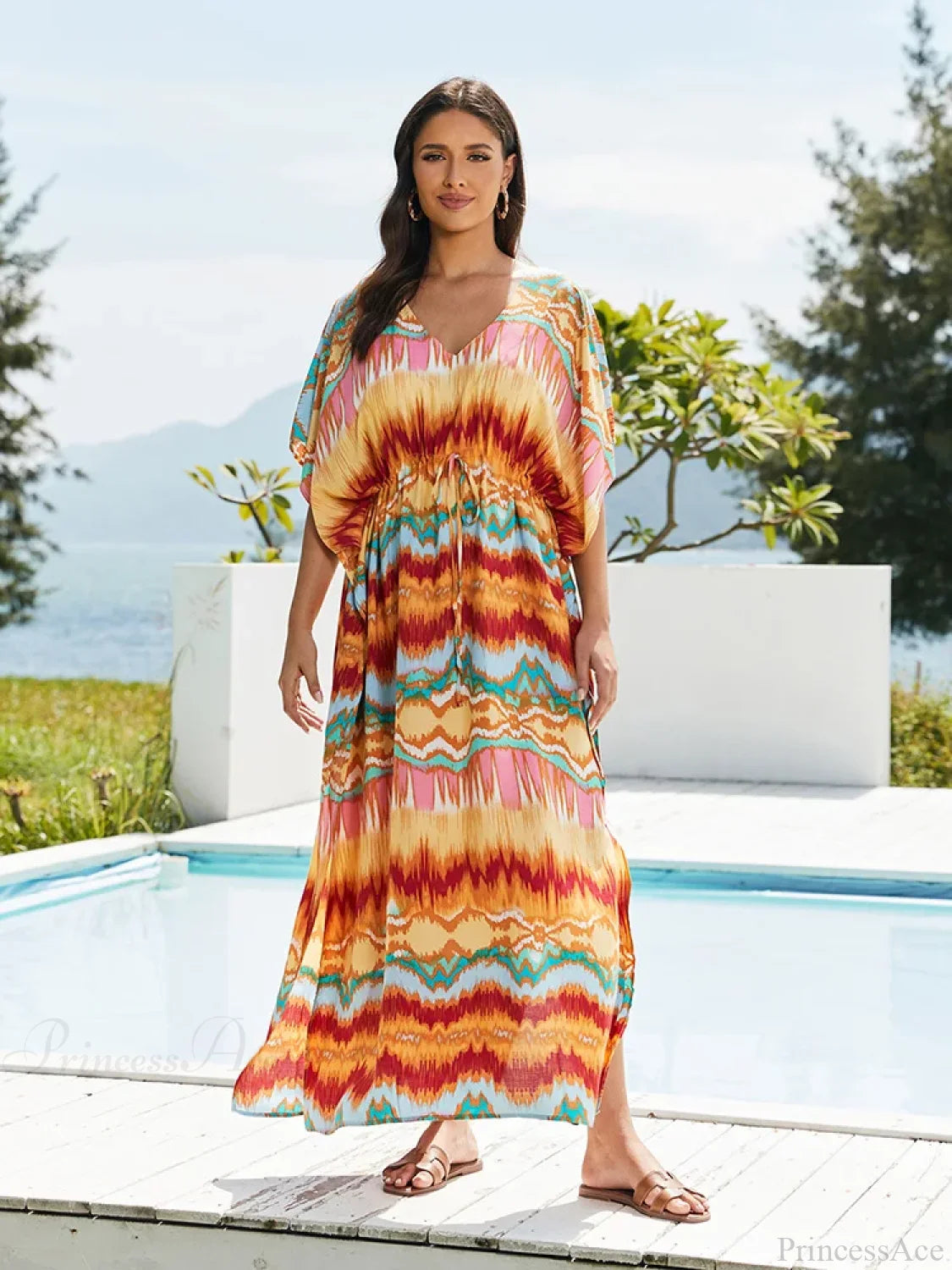 Geometry Lace Up Bikini Cover Up color2 / One Size