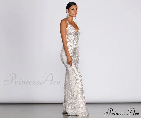 Ginger Sequin Stylish Mesh Strappy Gown S.o. Long Dresses