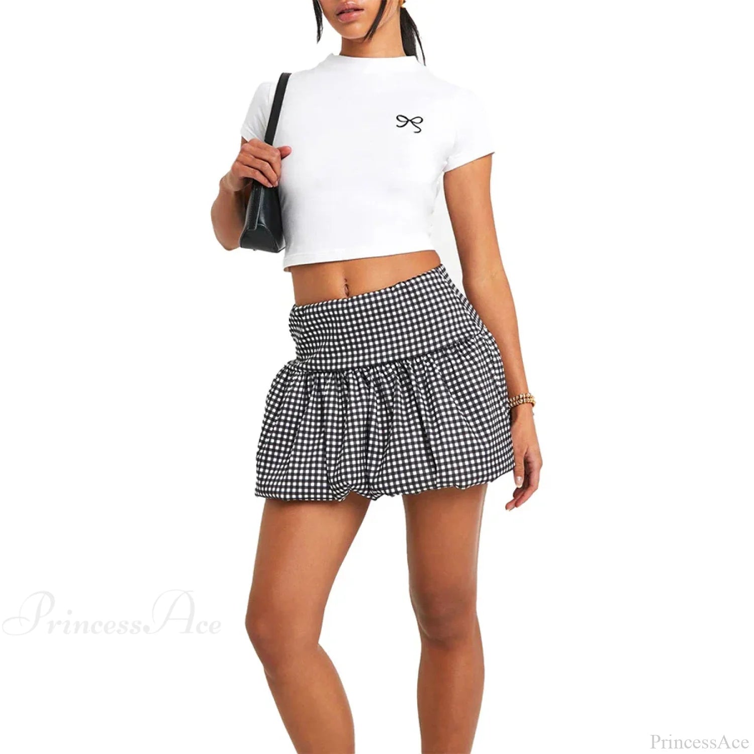 Gingham Bubble Plaid Style Skirt skirts-250223