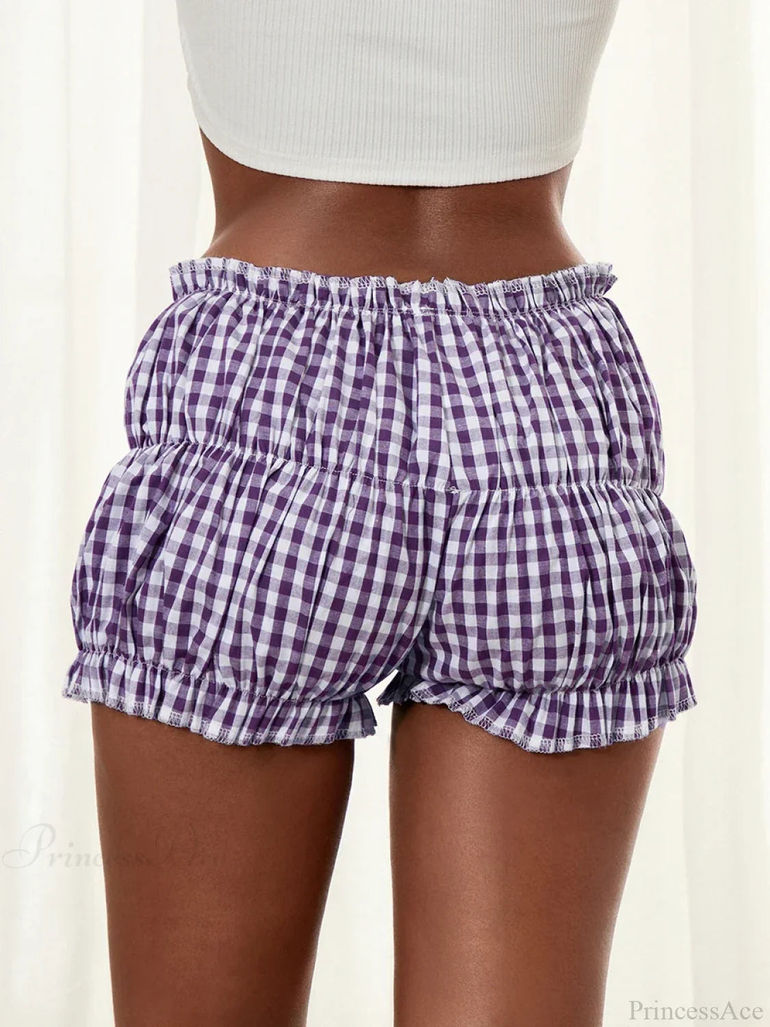 Gingham Frill Hem Bloomer Short short-250223