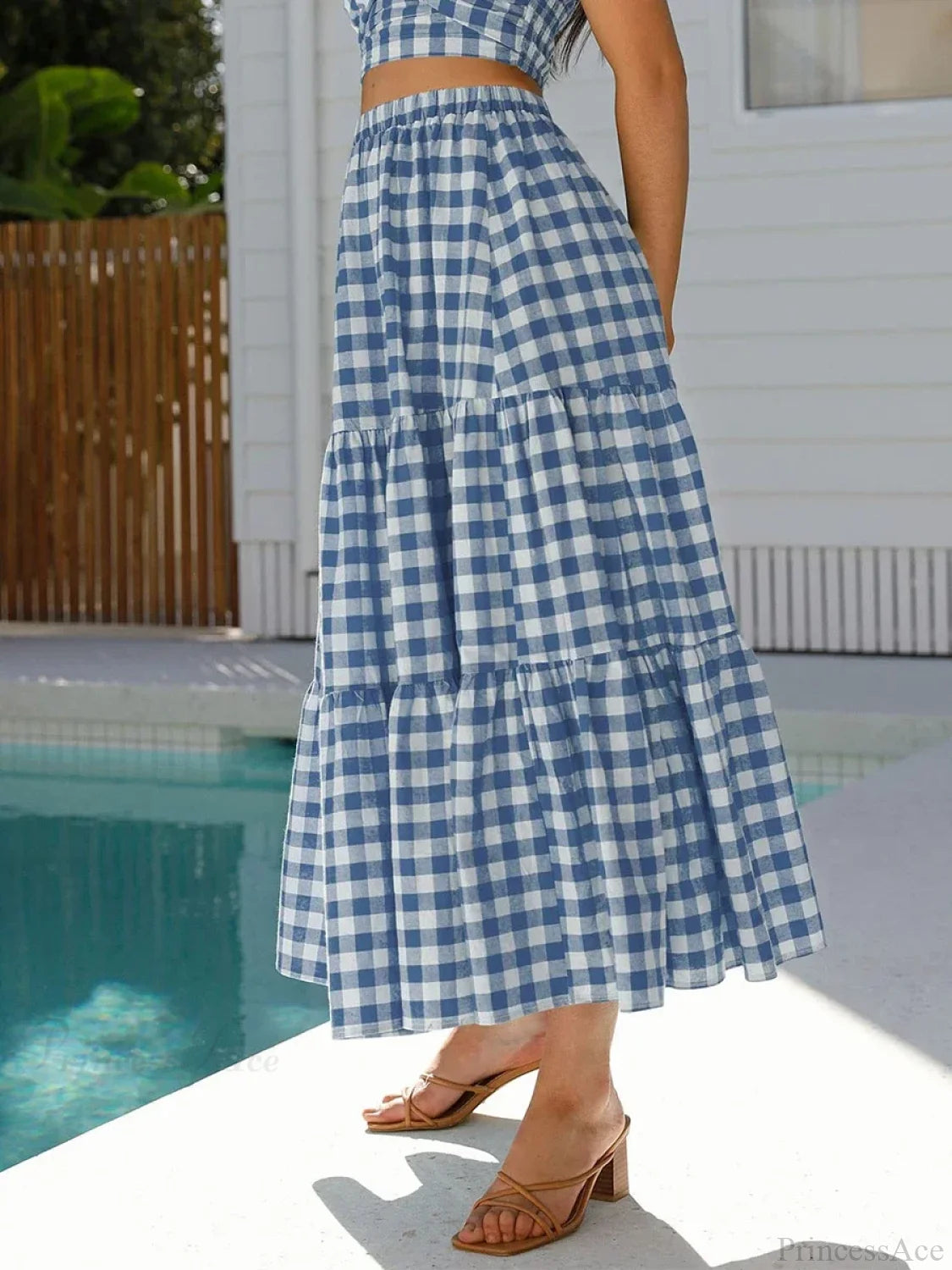 Gingham Tiered Patchwork Skirt