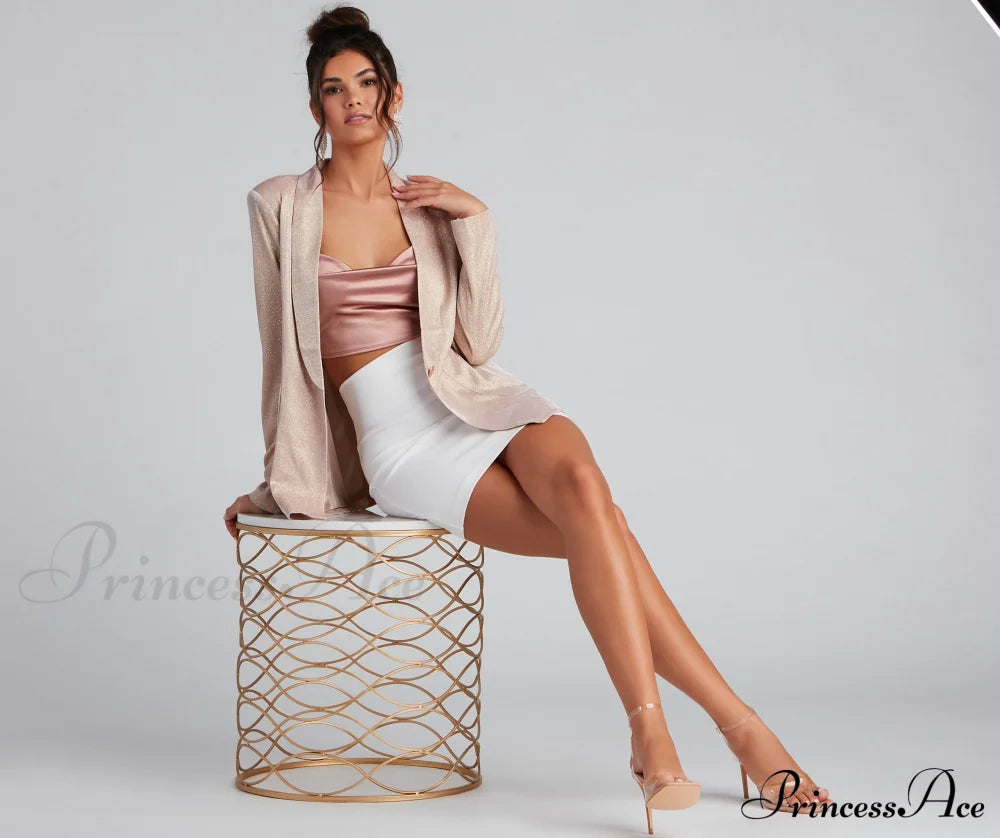 Glamour Glitter Blazer Casual Woven Jackets