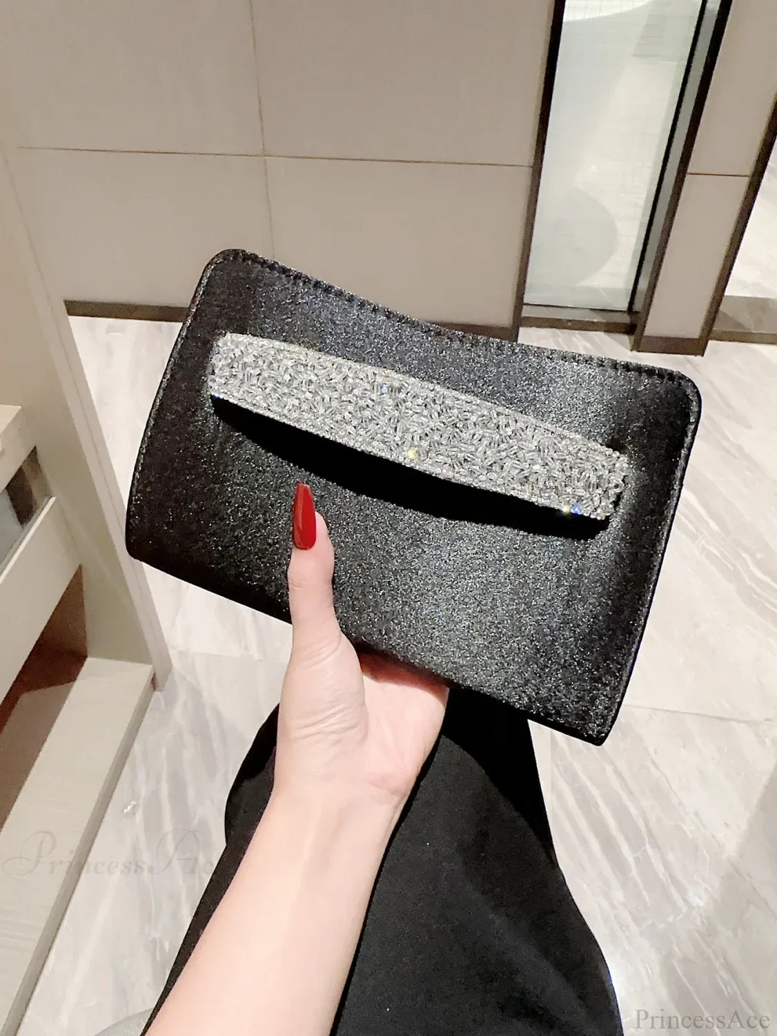 Glitter Diamond Evening Wristlet Black wristlet-250126