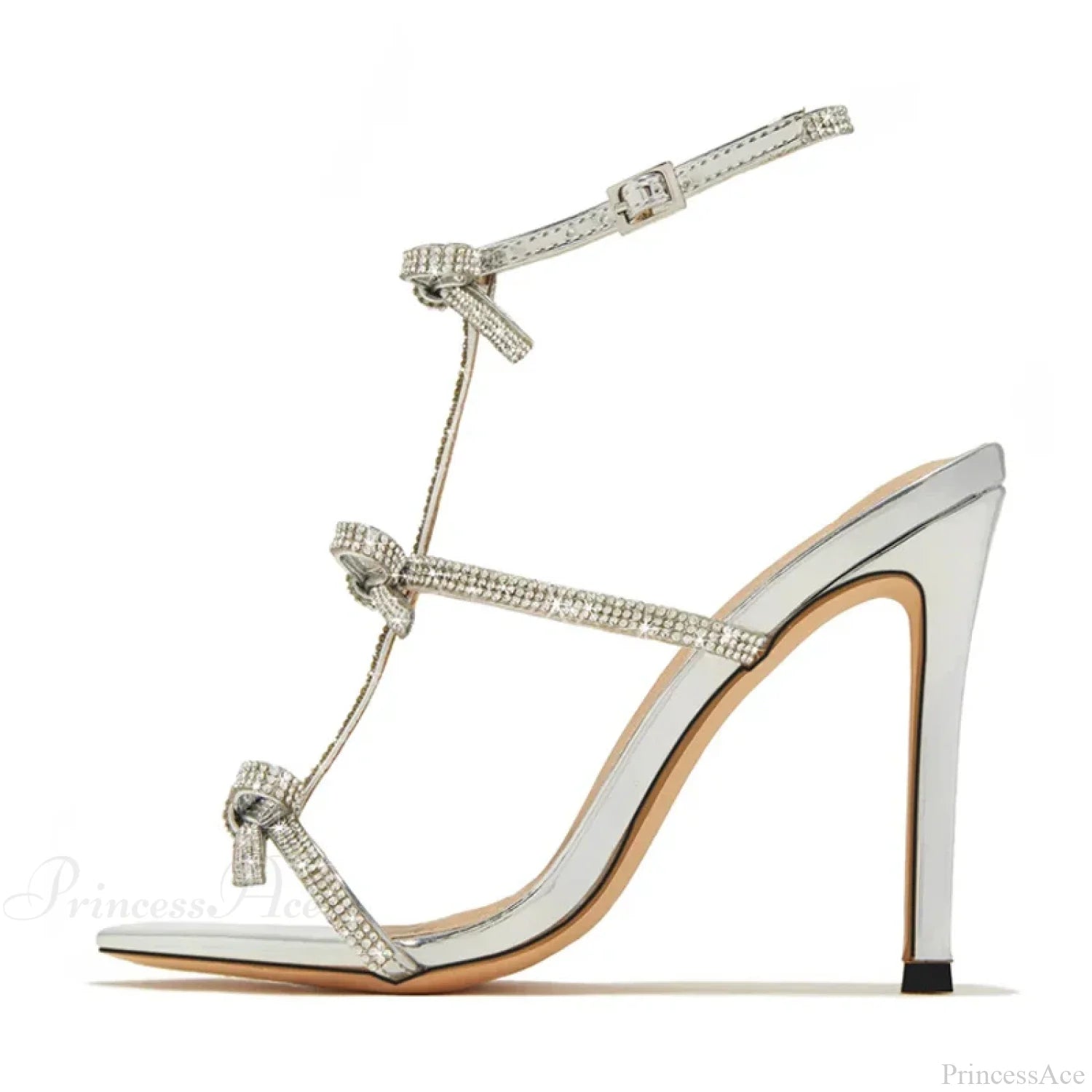 Glitter Rhinestone Bowknot Gladiator Thin High-Heels Sandals Sexy Open-Toe Party Dress High Heel