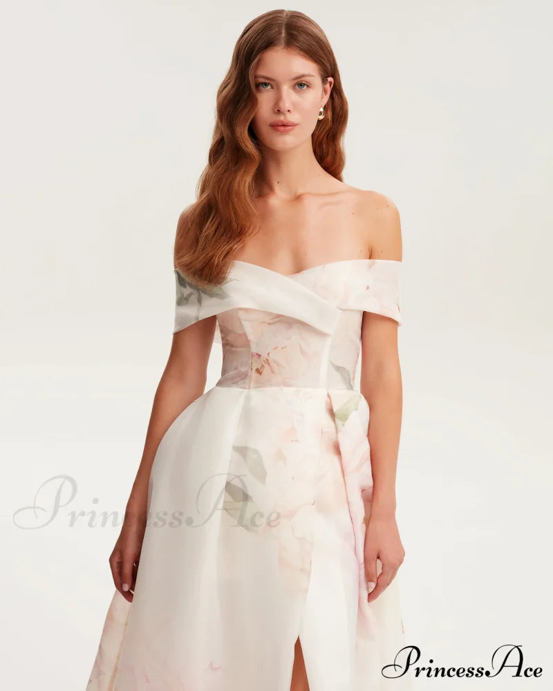 Gorgeous Pink Peony Off-The-Shoulder Graceful Maxi Dress Garden Of Eden