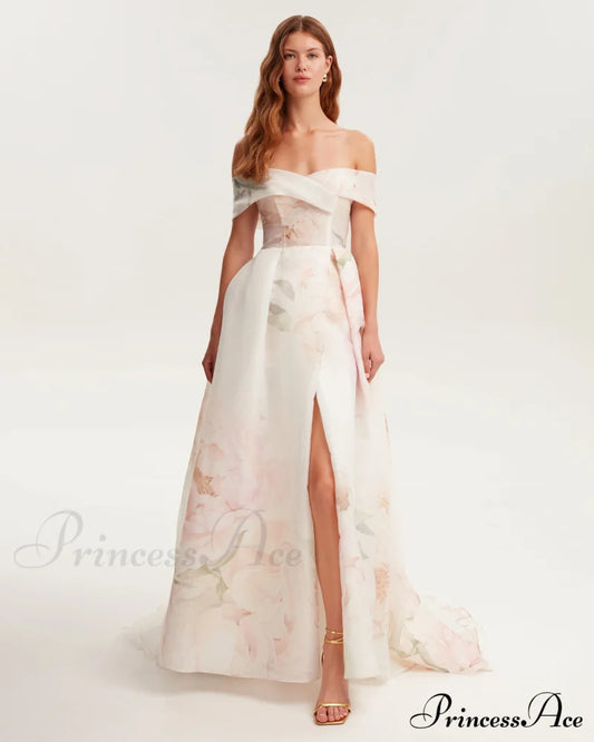 Gorgeous Pink Peony Off-The-Shoulder Graceful Maxi Dress Garden Of Eden