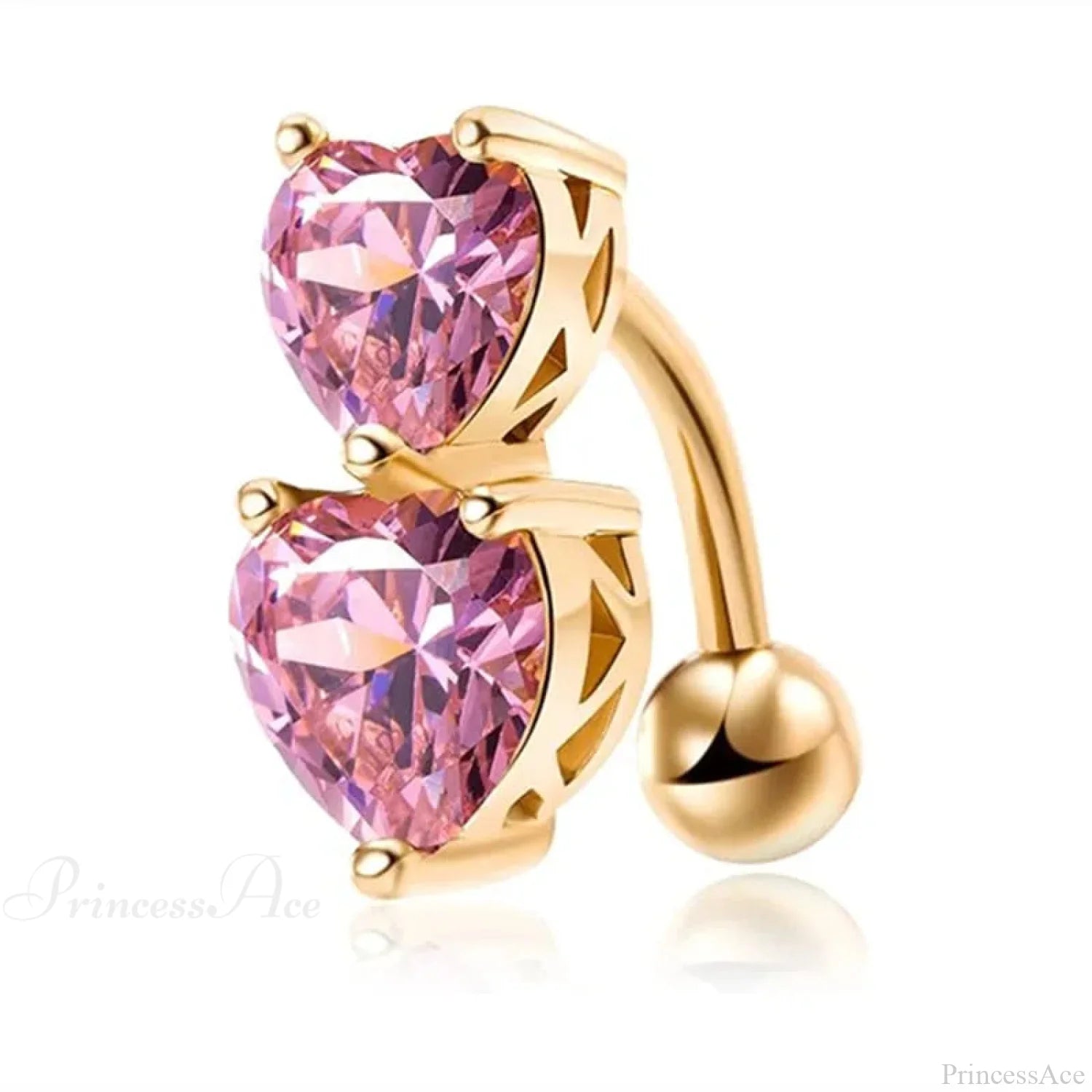 Gothic Heart Dangle Butterfly Belly Ring PINK