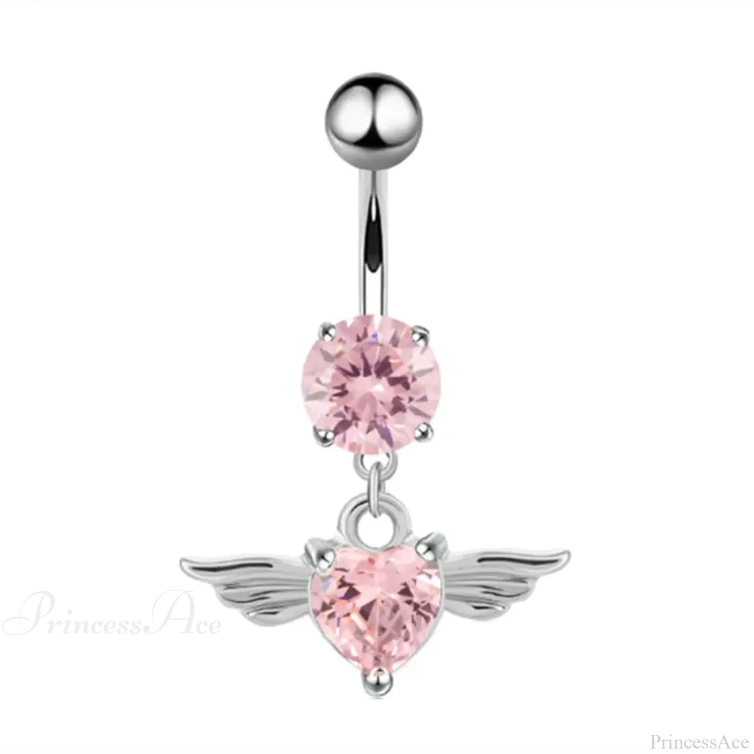 Gothic Heart Dangle Butterfly Belly Ring pink1