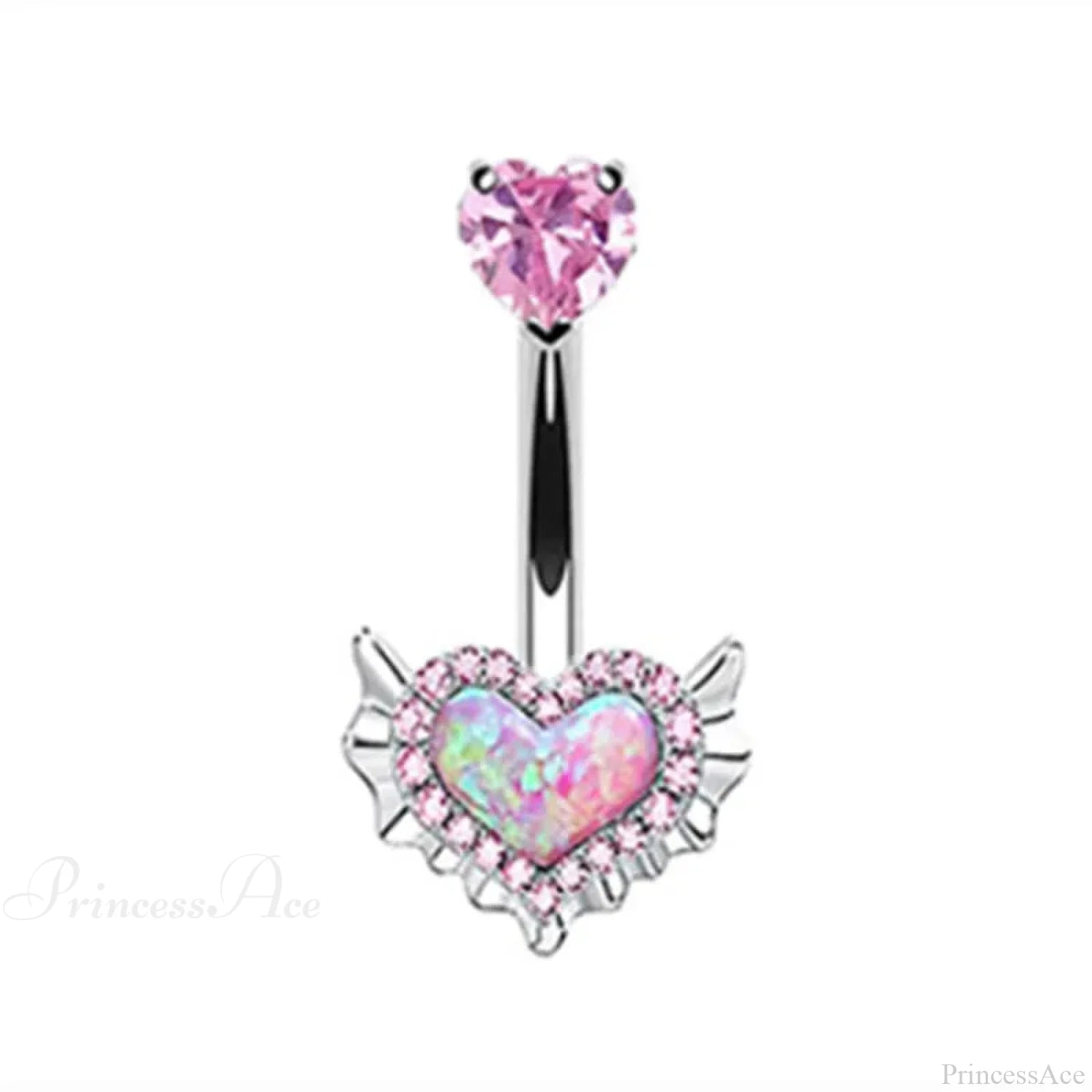 Gothic Heart Dangle Butterfly Belly Ring pink2